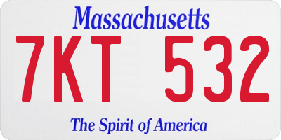MA license plate 7KT532