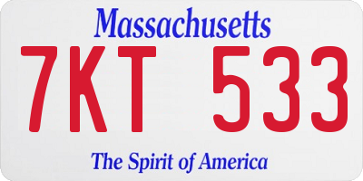 MA license plate 7KT533