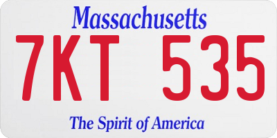 MA license plate 7KT535