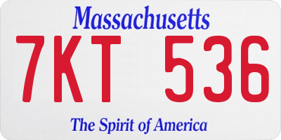 MA license plate 7KT536