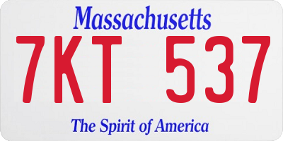 MA license plate 7KT537