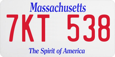 MA license plate 7KT538