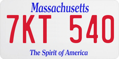 MA license plate 7KT540