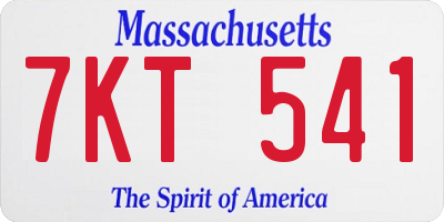MA license plate 7KT541