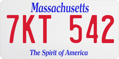 MA license plate 7KT542