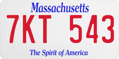 MA license plate 7KT543