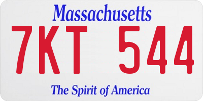MA license plate 7KT544