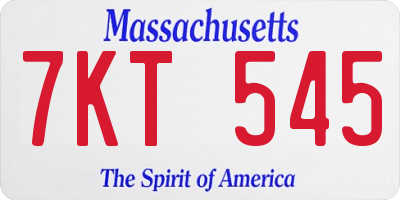 MA license plate 7KT545