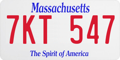 MA license plate 7KT547