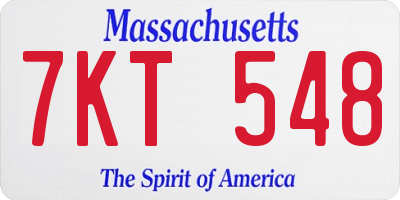 MA license plate 7KT548