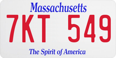 MA license plate 7KT549