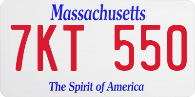 MA license plate 7KT550