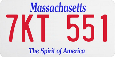 MA license plate 7KT551
