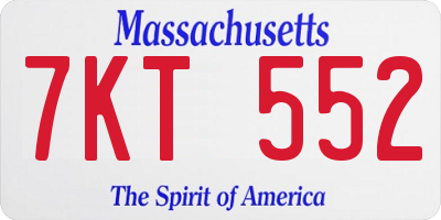 MA license plate 7KT552