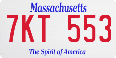 MA license plate 7KT553