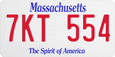 MA license plate 7KT554