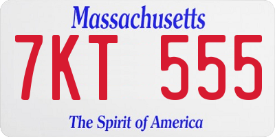 MA license plate 7KT555