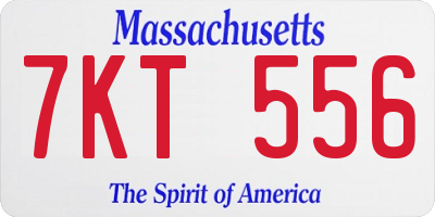MA license plate 7KT556