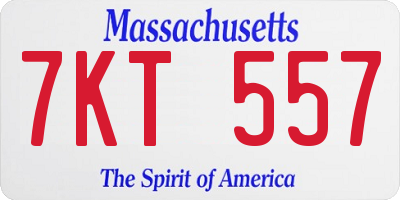 MA license plate 7KT557