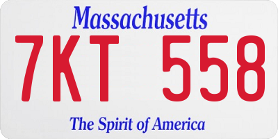 MA license plate 7KT558