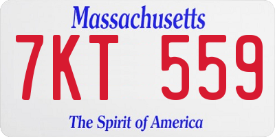 MA license plate 7KT559