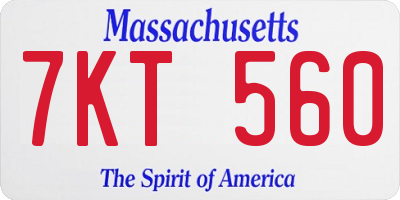 MA license plate 7KT560