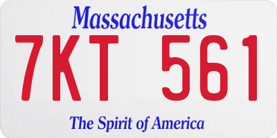 MA license plate 7KT561