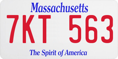 MA license plate 7KT563