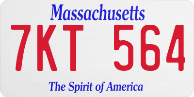 MA license plate 7KT564