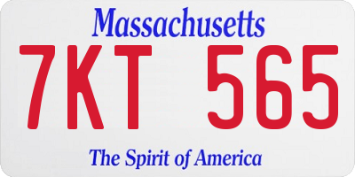 MA license plate 7KT565