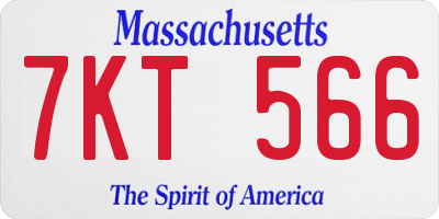 MA license plate 7KT566