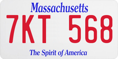 MA license plate 7KT568