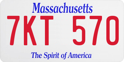 MA license plate 7KT570
