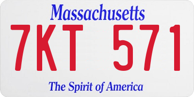 MA license plate 7KT571