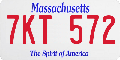 MA license plate 7KT572