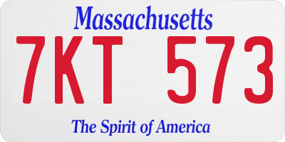 MA license plate 7KT573