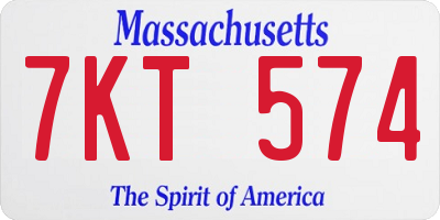 MA license plate 7KT574