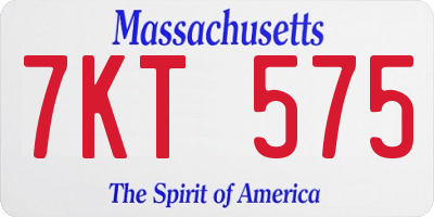 MA license plate 7KT575