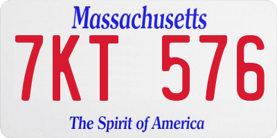 MA license plate 7KT576