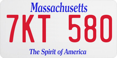 MA license plate 7KT580