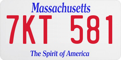 MA license plate 7KT581
