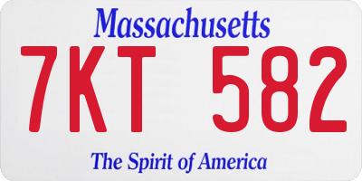 MA license plate 7KT582