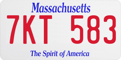 MA license plate 7KT583