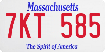MA license plate 7KT585
