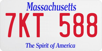 MA license plate 7KT588