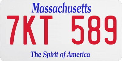 MA license plate 7KT589