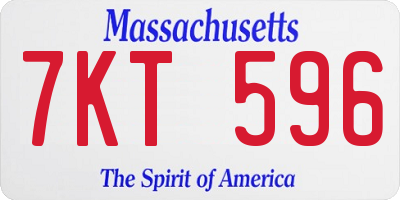 MA license plate 7KT596