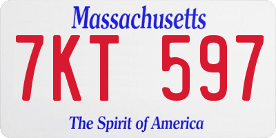 MA license plate 7KT597