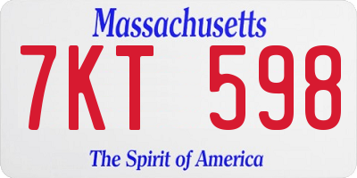 MA license plate 7KT598