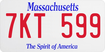 MA license plate 7KT599